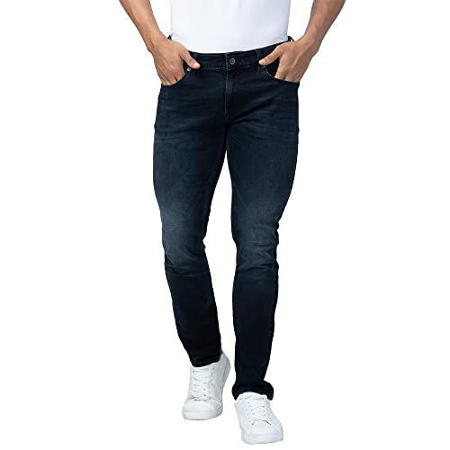 Image of Spykar Men Mid Rise Cotton Regular Fit Narrow Length Jeans (Rover)