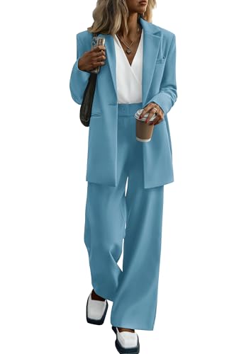 PRETTYGARDEN Women's Two Piece Outfits Dressy Blazer Jacket Wide Leg Pants 2025 Fall Business Casual Office Work Suit Sets