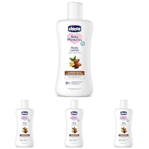 Image of Chicco Baby Moments Body Lotion 200ml | Almond Milk & Murumuru Butter | Quick Absorb Formula with Natural Ingredients for Ultra Soft Skin | Dermatologically Tested | Parabens & Phenoxyethanol Free