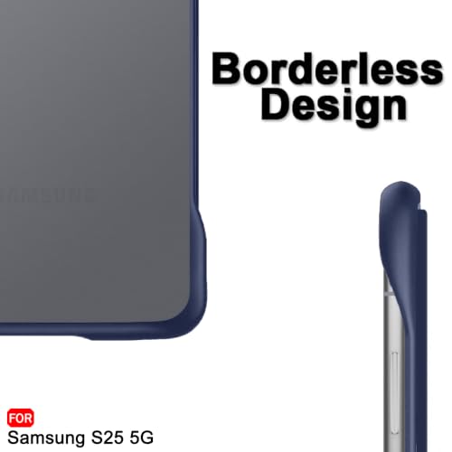 Image of TheGiftKart Hybrid Ultimate Slim Back Case Cover for Samsung Galaxy S25 5G | Camera & Screen Protection | Frosted Matte Translucent Hard Back Case Cover for Samsung Galaxy S25 (PC & TPU, Blue Bumper)