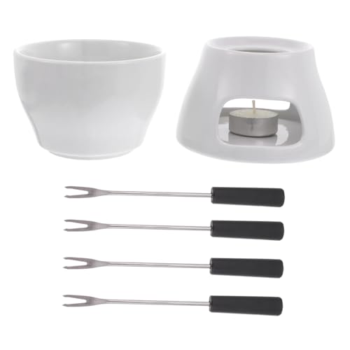 Unomor 1set Chocolate Melting Pot Ceramic Fondue Pot for Cheese Chocolate Capacity for People Kitchen Gadget for Parties Afternoon Tea and Housewarming