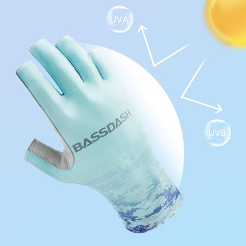 Image of Bassdash ALTIMATE UPF 50+ Women's Fishing Gloves UV Sun Protection Fingerless Gloves for Kayaking Paddling Hiking Cycling Driving Shooting Training