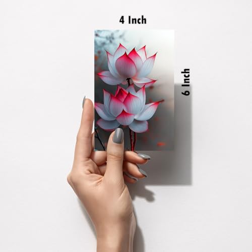 Image of SiddArtify Lotus Flower Wall Art Poster Print Set - Botanical Floral Decor for Living Room Bedroom Office - Set of 2-4x6 Inch - Board (Pack of 6) - Sticker (Pack of 6)