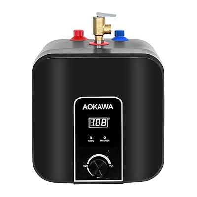 Aokawa Electric Mini Tank Water Heater 2.5 Gallon Under Sink Instant Hot Water Point of Use for RV Kitchen Bathroom Camper with Safety Vavle 1/2" NPT Wall or Floor Mounted