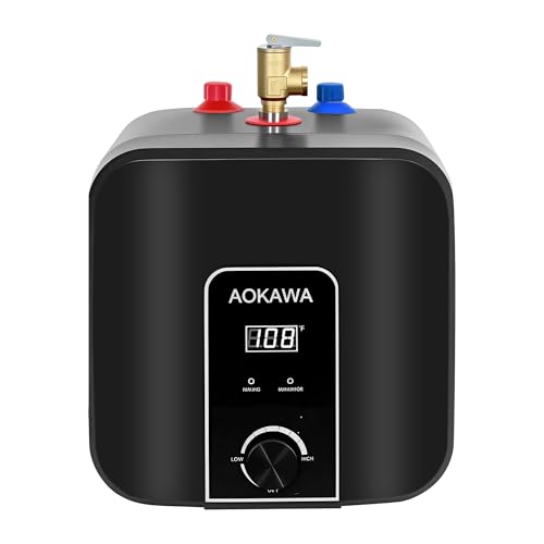 Electric Mini Tank Water Heater 2.5 Gallon Under Sink Instant Hot Water Point of Use for RV Kitchen Bathroom Camper with Safety Valve 1/2