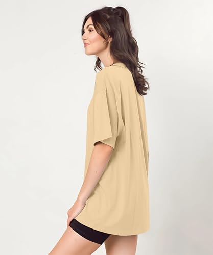 Image of SHODOX Women's Cotton Blend Oversized Drop Shoulder Solid T-Shirt(Pack of 1)