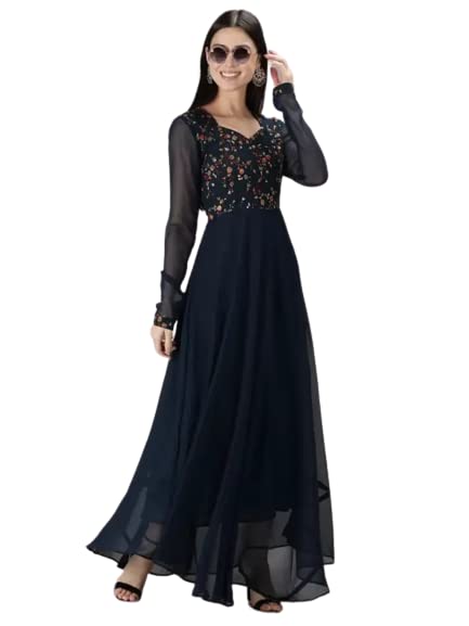 Image of Rainbow Creations Women's Georgette Traditional Ethnic Long Gown