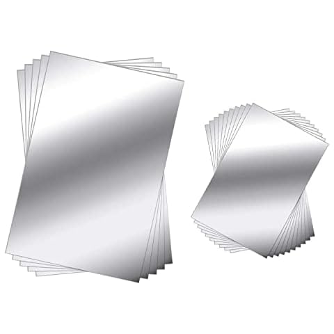 SANITRO 15 Pieces Self Adhesive Mirror Sheets Flexible Non Glass Mirror Plastic Mirror Tiles Wall Stickers for Home Decor, 4 Inch by 6 Inch and 6 Inch by 9 Inch Cover