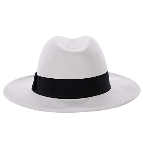 Image of FORBUSITE Wool Felt Wide Brim Fedora Hats for Women Men