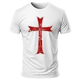 Dion Wear Men's Short Sleeve Crusader Knights Templar Shirt (White, X-Large)