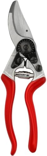 FELCO 8 bypass pruning shears for right-handed users, ergonomic for large hands, 52 mm hardened steel blade, angled cutting head, forged aluminium handles, 25 mm cut, shock absorbers, Swiss made