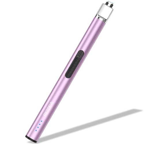 REIDEA Lighter S4 Pro Electric USB Rechargeable Safety Lock with LED Battery Indicator Flameless Windproof Arc Plasma Lighter for Candle, Fireworks (Lavender Purple)