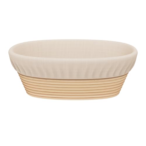 Sondiko Oval Bread Proofing Basket, Handmade Sourdough Bread Baking Supplies, Banneton Bread Proofing Basket Brotform with Proofing Cloth Liner for Sourdough Bread, Baking