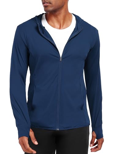 Image of NELEUS Men's Workout Fishing Shirts UPF 50+ Light Jacket Full Zip Sun Protection Long Sleeve Hoodie for Men Hiking