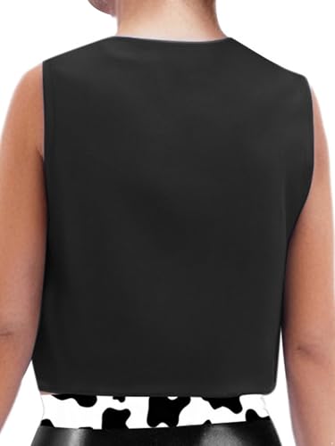 Girls Cute Vest Printed Patchwork Vest Kids V-neck Outfits Western Outwear2