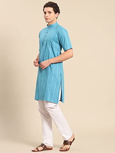 Image of Rajubhai Hargovindas Green Khadi Half Sleeve Kurta
