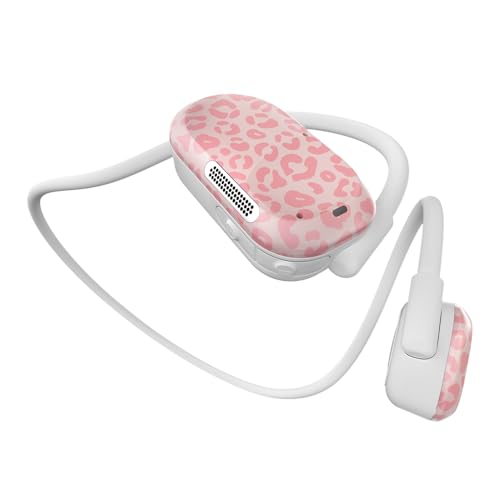 Image of Purity Air Open Ear Headphones - True Air Conduction Wireless Bluetooth Open Ear Earbuds with Dual Mic for iPhone /Android - Secured Long Wearing Comfort, Sports Sweat Resistant (Pink Leopard)