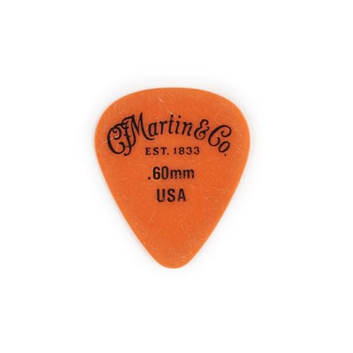 Martin Delrin Guitar Picks – Orange, .60mm | Pack of 12 | Durable Picks with Authentic Tone and Reliable Grip