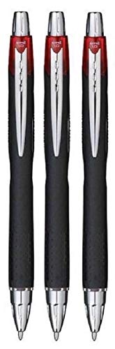 Uni Ball Lot de 3 stylos roller Jetstream rétractables, rouge, SXN-210