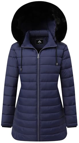 GOLDLADIES Women's Waterproof Long Down Jacket,Warm Winter Hooded Puffer Coat Thickened for Hiking Outdoor