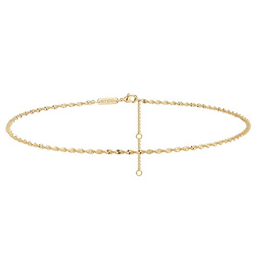 Fettero Chain Choker Necklace for Women Delicate Fashion Satellite Choker Layered Necklace Gold Plated Dainty Necklace Simple Choker Jewelry