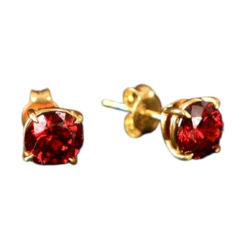 Boucles d'oreilles grenat naturel anti-allergie en argent 925 plaqué or pour femme