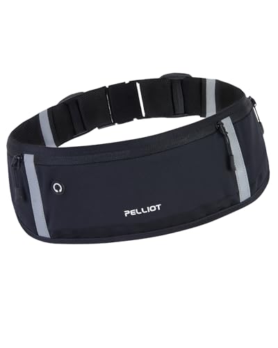 PELLIOT Running Belt for Women Men Slim Fanny Pack Phone Money Waist Pack Belt Bag for Hiking Cycling Exercise Running Black