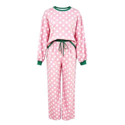 WWPPAION Polka Dot Outfits For Women Two Piece Fleece Winter Lounge Sets - image 3