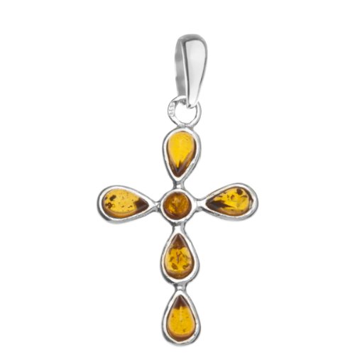 InCollections Damen-Anhänger 925/000 Sterlingsilber mit Bernstein,...