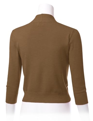Image of Allsense Women's 3 /4 Sleeve Cropped Shrug Cardigan | Classic Bolero, Open-Front, Lightweight Soft Fine Knit Cover Up