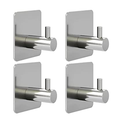 GROVENT® 4 PCS Adhesive Hooks Heavy Duty Wall Hooks Waterproof Stainless Steel Hooks for Hanging Coat, Hat,Towel Robe Hook Rack Wall Mount- Bathroom and Bedroom (T-Square Silver) (B0CP62HZ89) Amazon Price History, Amazon Price Tracker