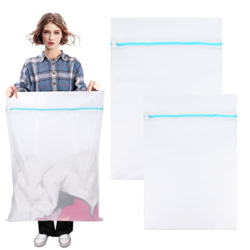 Sacchetti Lavatrice, 2 Pezzi Retina Lavatrice Extra Large, Borsa in Rete con Cerniera per Tende, Cappotti, Biancheria da Letto, Giocattoli di Peluche, Tappeti 60x80cm/90 * 110 cm