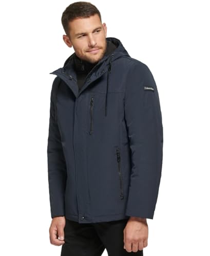 Image of Calvin Klein Men's Hooded Performance Soft Shell Jacket with Bib