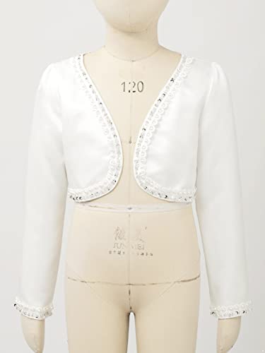 CHICTRY Kids Girls Shrug Bolero Beads Lace Long Sleeve Wedding First Communion Open Cardigan3