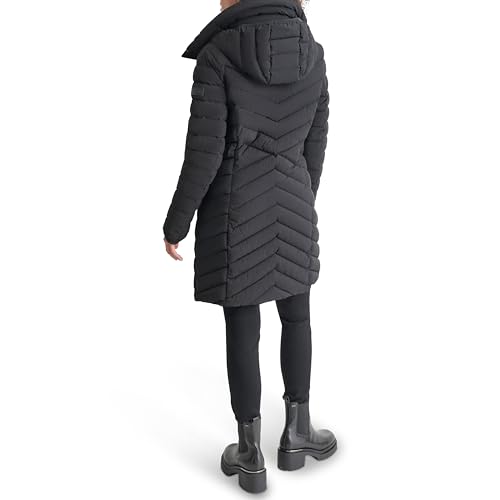 DKNY Women's Black Bib-Front Light-Weight Puffer Jacket – Effortless Style in Every Season - Image 4