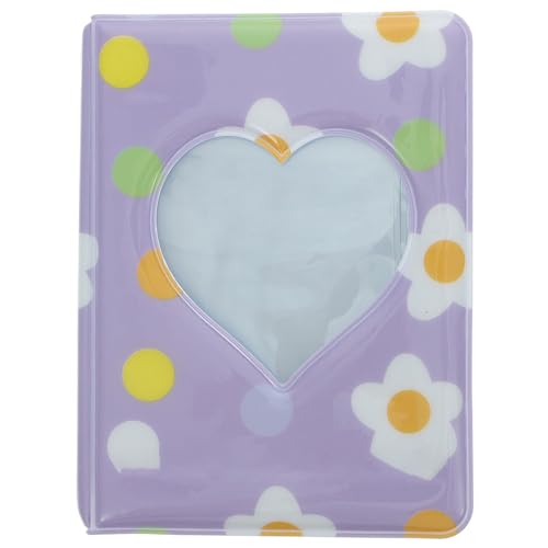 HOLIDYOYO Miniálbum de Fotos Pequeño en Forma de Corazón Hueco Color Púrpura Álbum para Tarjetas Fotográficas 3 Pulgadas Adecuado para Obsequio y Decoración Portátil