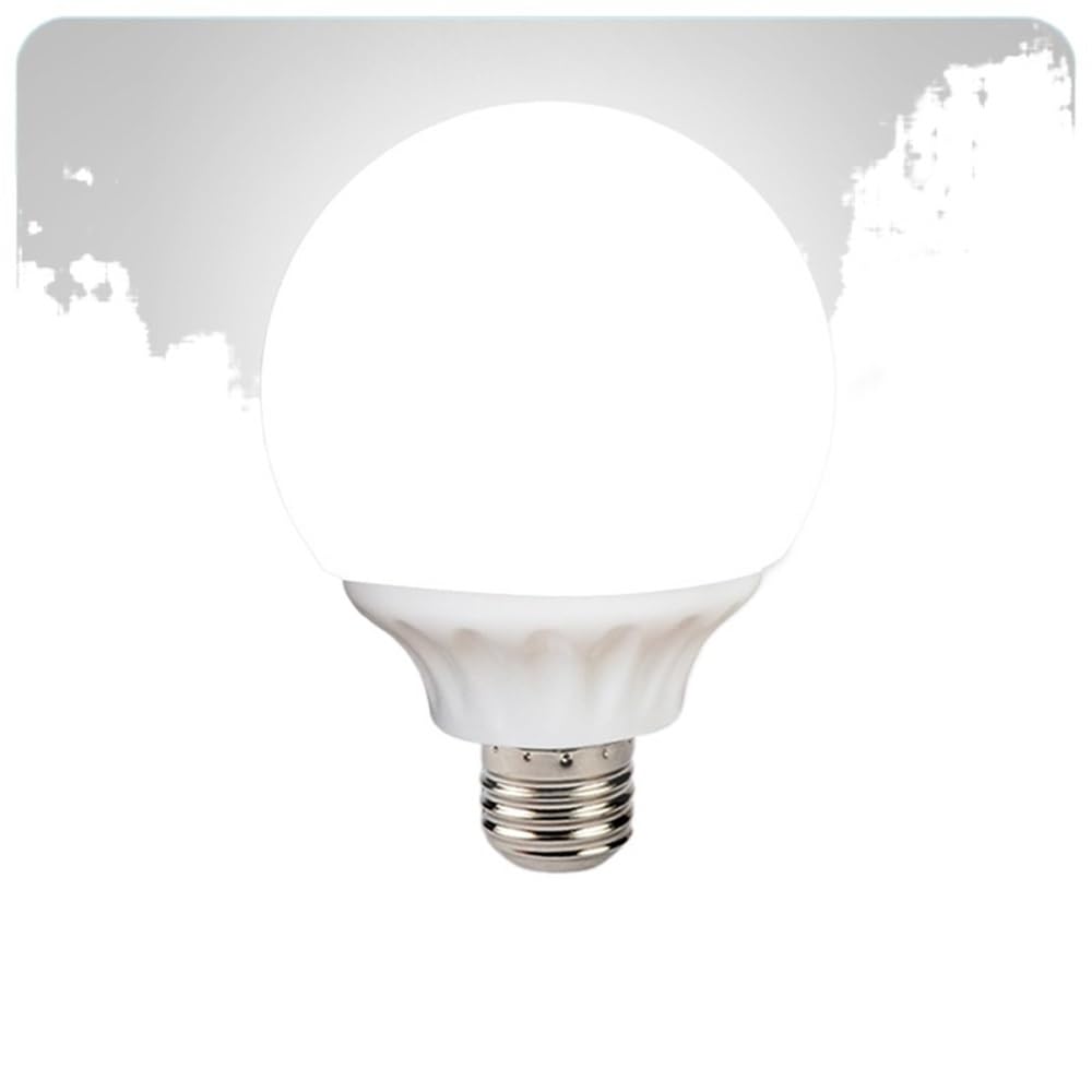 Fengyan Bombillas Domésticas 10 unids/lote bombilla LED de bola de plástico blanco lechoso AC220V G80/G95 E27 bombilla LED de tornillo bombilla frontal de espejo ( Color : Cool White , Talla : G80-E27