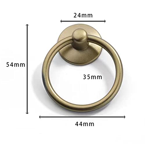 YKKJ Pack of 10 Zinc Alloy Door Knobs Ring with Screw for Kitchen Bedroom Furniture Decoration (Gold) - Image 2