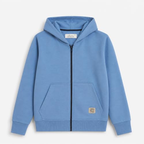 Image of Alan Jones Clothing Boys Hooded Sweatshirt | Full Zip Closure | Full Sleeves | Kangaroo Pocket | Regular Fit | Winter Jacket for Boys | Age 5-16 Years