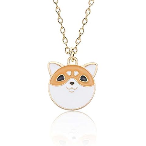 Cartoon Pet Dog Pendant Necklace,Creative Animal Jewelry Clavicle Necklace for Birthday Gift white Cover