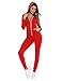 SWOMOG Womens Pajamas Jumpsuits Zip-up Hoodie Union Jumpsuit Romper Long Sleeve Sexy Onesie Bodysuits One Piece Sleepwear Red Small