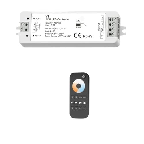 Variateur LED 12V 24V V2 contrôleur CCT 2CH télécommande bande blanc double