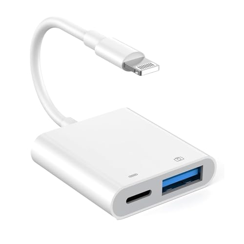 Ya en manzanajugosa.com: cyclingkit Adaptador USB Cable OTG para iPhone con puerto de carga de 10 W 2 en 1 Adaptador Lightning a hembra USB para iPad/cámara/SD lector de tarjetas/micrófono, ratón etc[certificación Mfi]