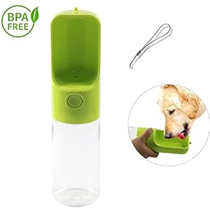 Portable dog water bottle 15 ozleak proof puppy water dispenser with drinking feeder for pets dog bowl for outdoor traveling walking camping and hiking green   cucciolini doodles