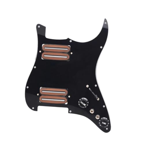 Hellery エレキギターピックガードピックアップアセンブリ、頑丈、ギタースペアパーツ交換用 HH 配線ロード済みエレキギター装備, ブラッククリア