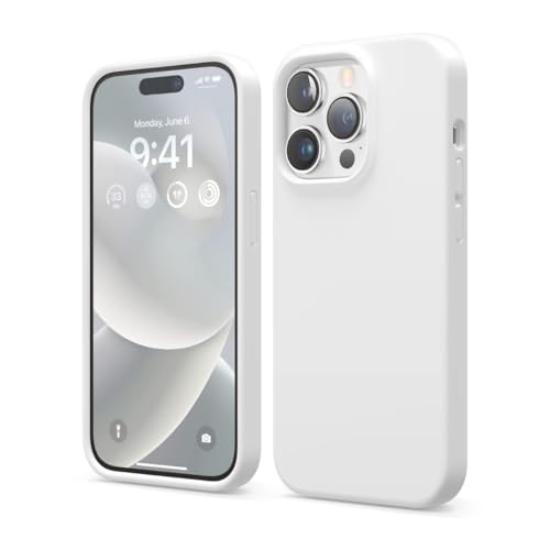 Image of Liquid Silicone Case Compatible for iPhone 13 Pro Max White | Slim Back Cover | Soft Touch Bumper | Shockproof Drop Protection | Microfiber Cloth Inside | Sleek Solid Design