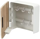 YAMAZAKI Home Kwadratowy magnetyczny organizer na klucze do szafki | stal + drewno | przechowywanie kluczy, stop, popiół, jeden rozmiar