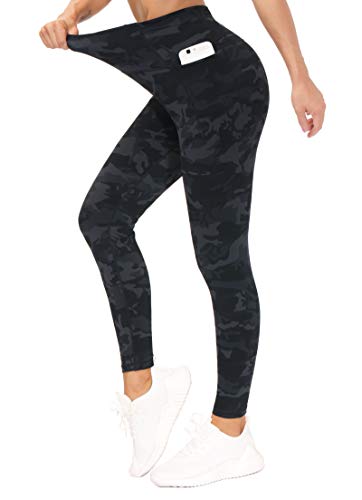 The Gym People Tummy Control Workout Leggings With Pockets High Waist Athletic Yoga Pants For Women Running, Fitness (Blackgrey Camo, Medium) #TOP3