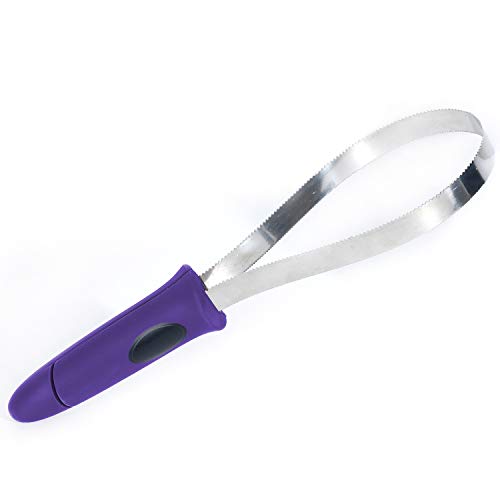 BOTH WINNERS Dual-Sided Shedding Blade with Stainless Steel Blade De-Shedding Tool for All Dog Coat Types- Soft Touch Grip (PURPLE)