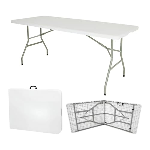 Catálogo de Mesas Top 10. 47 GAON. Mesa Plegable de Plastico Tipo Portafolio 1.80 Metros Portatil para Jardin Interior y Exterior (180.)